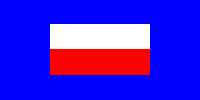 An image of the examination service special flag, a rectangle 
         consisting of two horizontal bars, white over red, surrounded by a blue
         field